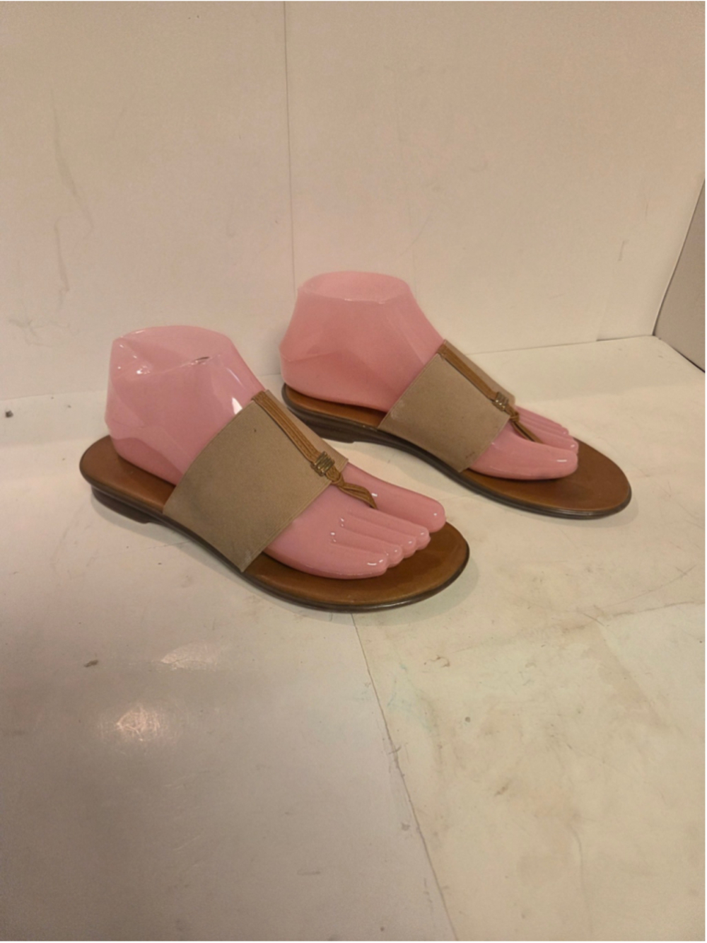 Women's Unbranded Beige and Brown Thong Sandals